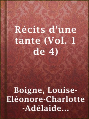 cover image of Récits d'une tante (Vol. 1 de 4)